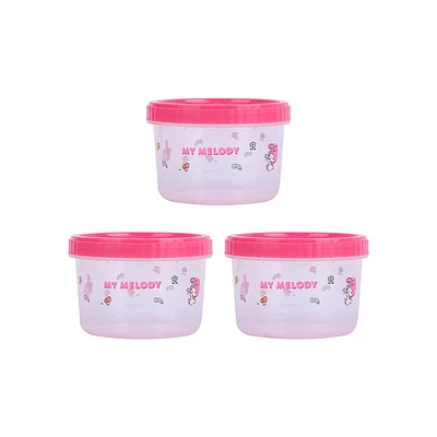 Set Contenedores De Alimentos Sanrio My Melody Plástico 500 ml 3 Piezas