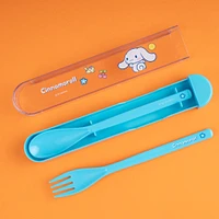 Kit De Cubiertos Con Estuche Sanrio Cinnamoroll Sintéticos Azules 2 Piezas