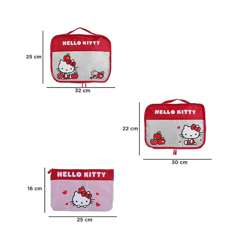 Set Bolsas De Viaje Sanrio Hello Kitty Textiles 3 Piezas