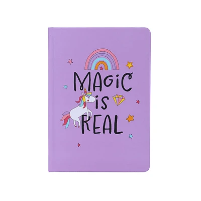 Libreta Unicornio Pasta Dura Lila 14.3x20.6 cm Rayas 64 Hojas