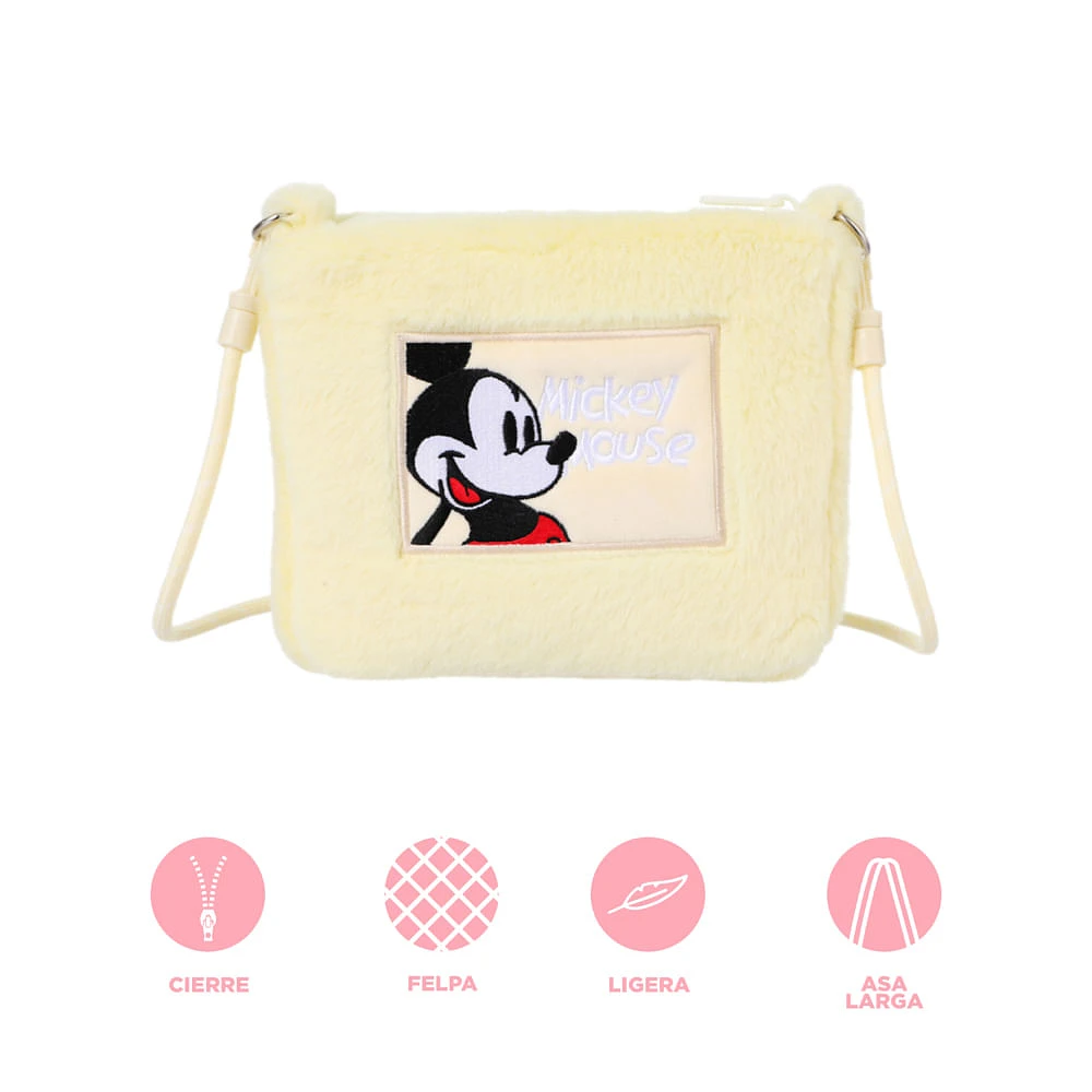 Bolso Crossbody Disney Mickey Mouse Afelpado Textil Amarillo 19x16 cm