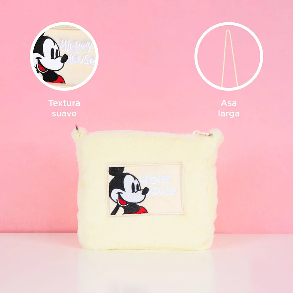 Bolso Crossbody Disney Mickey Mouse Afelpado Textil Amarillo 19x16 cm