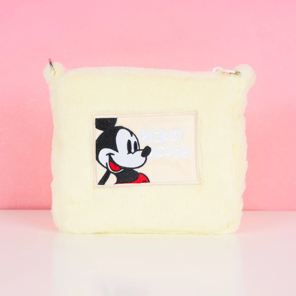 Bolso Crossbody Disney Mickey Mouse Afelpado Textil Amarillo 19x16 cm