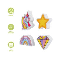 Set Gomas De Borrar Unicornio 4 Piezas