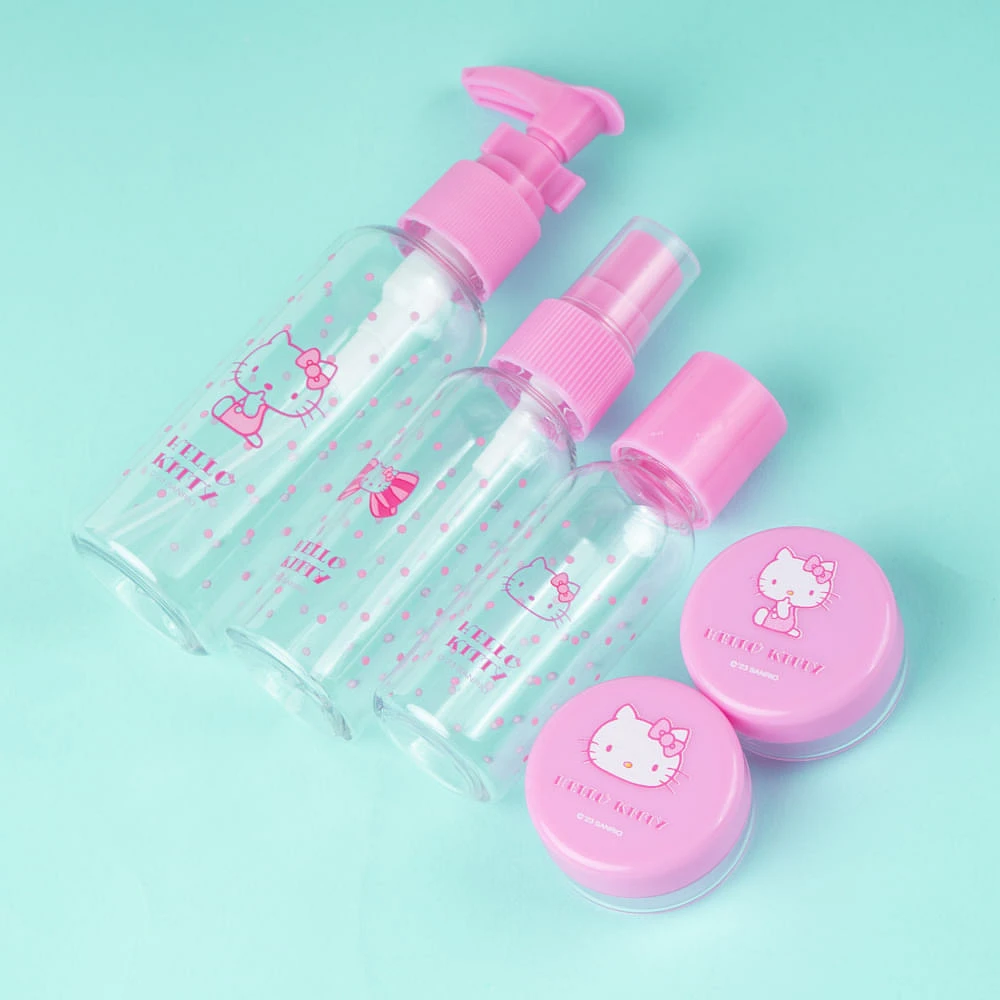 Kit Botellas De Viaje Sanrio Hello Kitty Plástico 5 Piezas