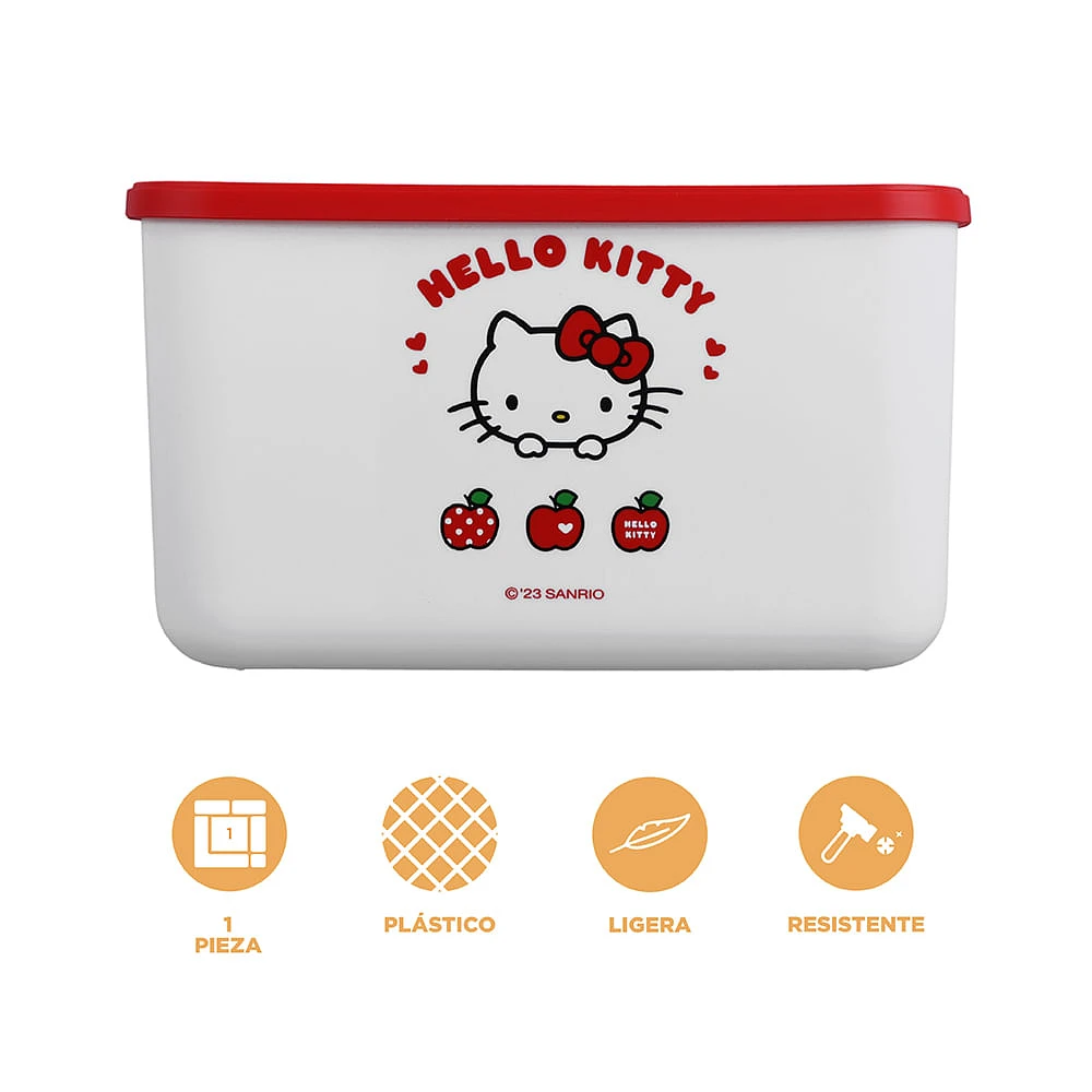 Caja De Almacenamiento Sanrio Hello Kitty Plástico Blanca 26.3x14.6 cm