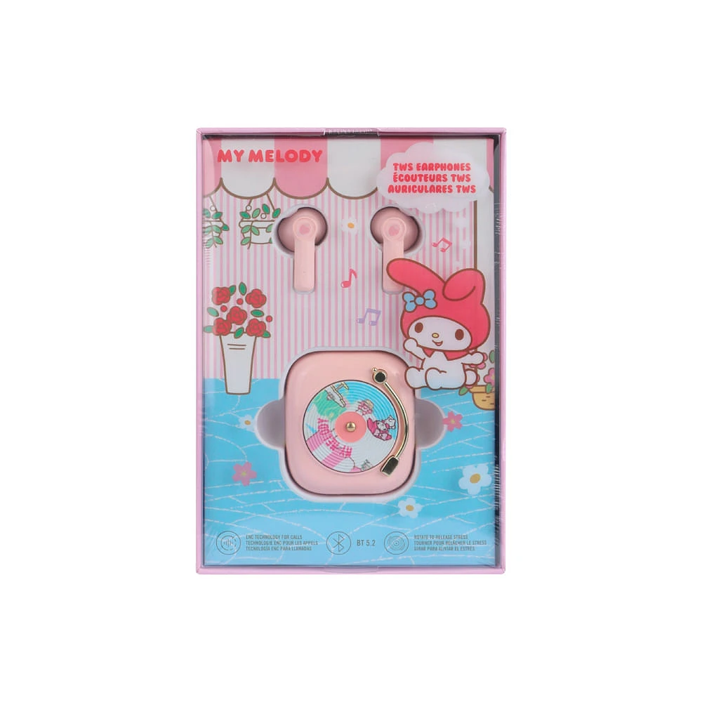 Audífonos Inalámbricos Con Estuche De Carga Sanrio My Melody TWS Rosas BT 5.2