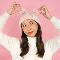 Gorro De Invierno Osito Infantil Textil Rosa Unitalla