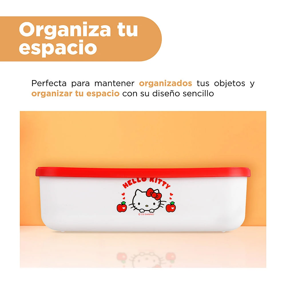 Caja De Almacenamiento Sanrio Hello Kitty Plástico Blanca 26.3x7.6 cm