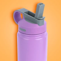 Termo Con Popote En Tapa Acero Inoxidable Lila 900 ml