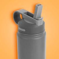 Termo Con Popote En Tapa Acero Inoxidable Gris 900 ml