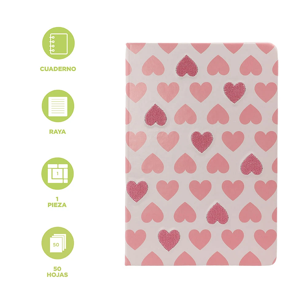 Libreta Pink Romance 14.8x21 cm Rayas 50 Hojas