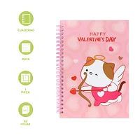 Libreta De Espiral Memo Mini Family Romance Rosa 14.8x21 cm Rayas 50 Hojas