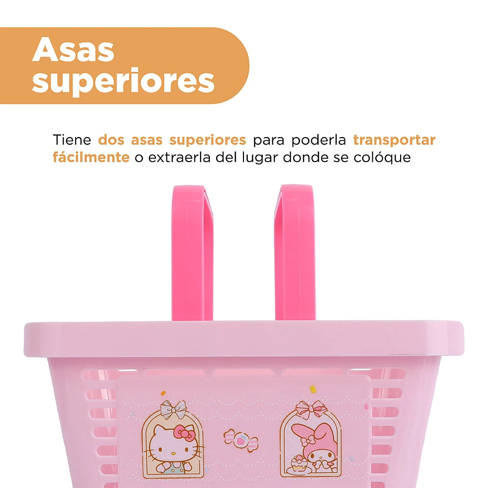 Cesta De Almacenamiento Sanrio Sintética Rosa 24.5x17.7 cm