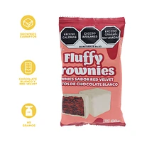 Fluffy Brownies Sabor Red Velvet Cubiertos De Chocolate Blanco 60 gr