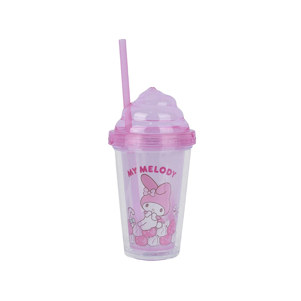 Vaso Con Tapa Y Popote Sanrio My Melody Plástico Rosa 320 ml