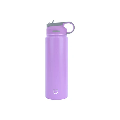 Termo Con Popote En Tapa Acero Inoxidable Lila 900 ml