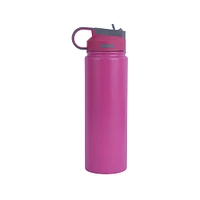 Termo Con Popote En Tapa Acero Inoxidable Rosa 900 ml