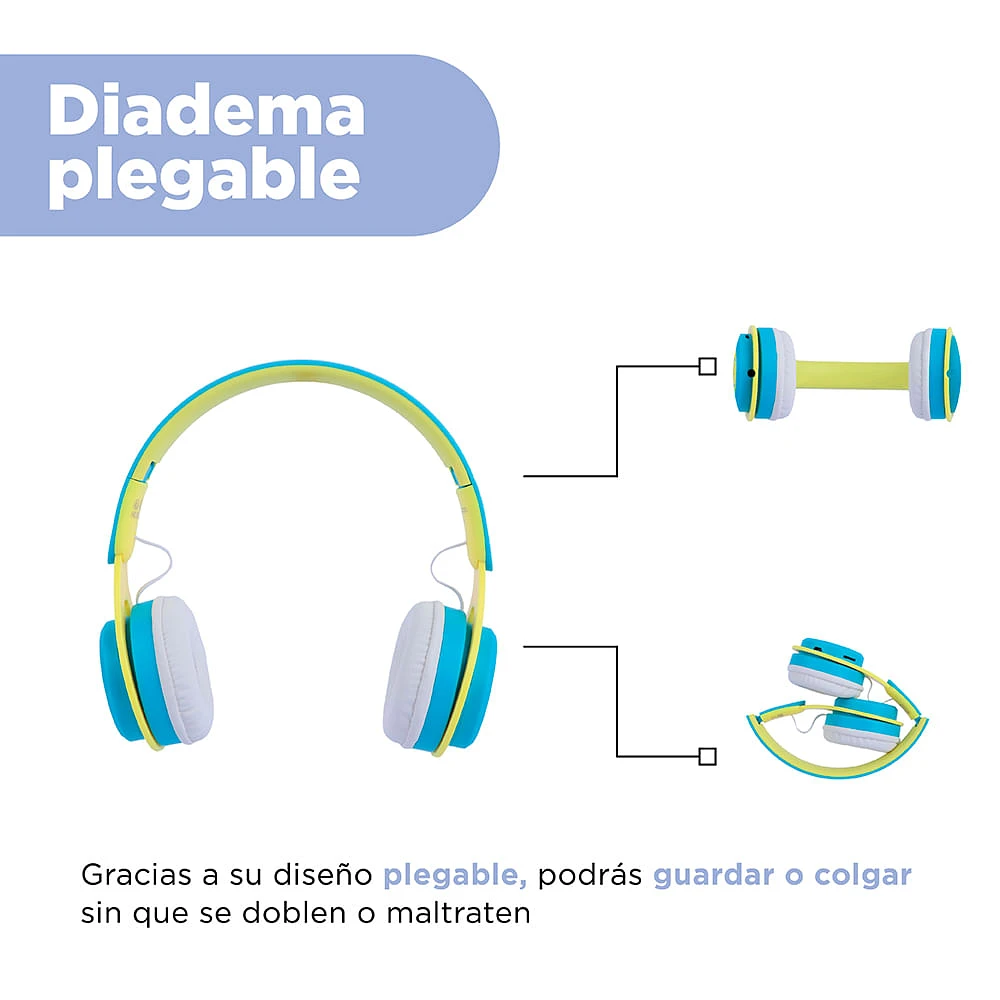 Audífonos De Diadema Inalámbricos Sintéticos Azules