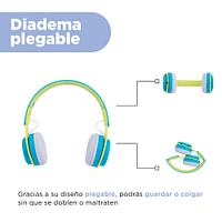 Audífonos De Diadema Inalámbricos Sintéticos Azules