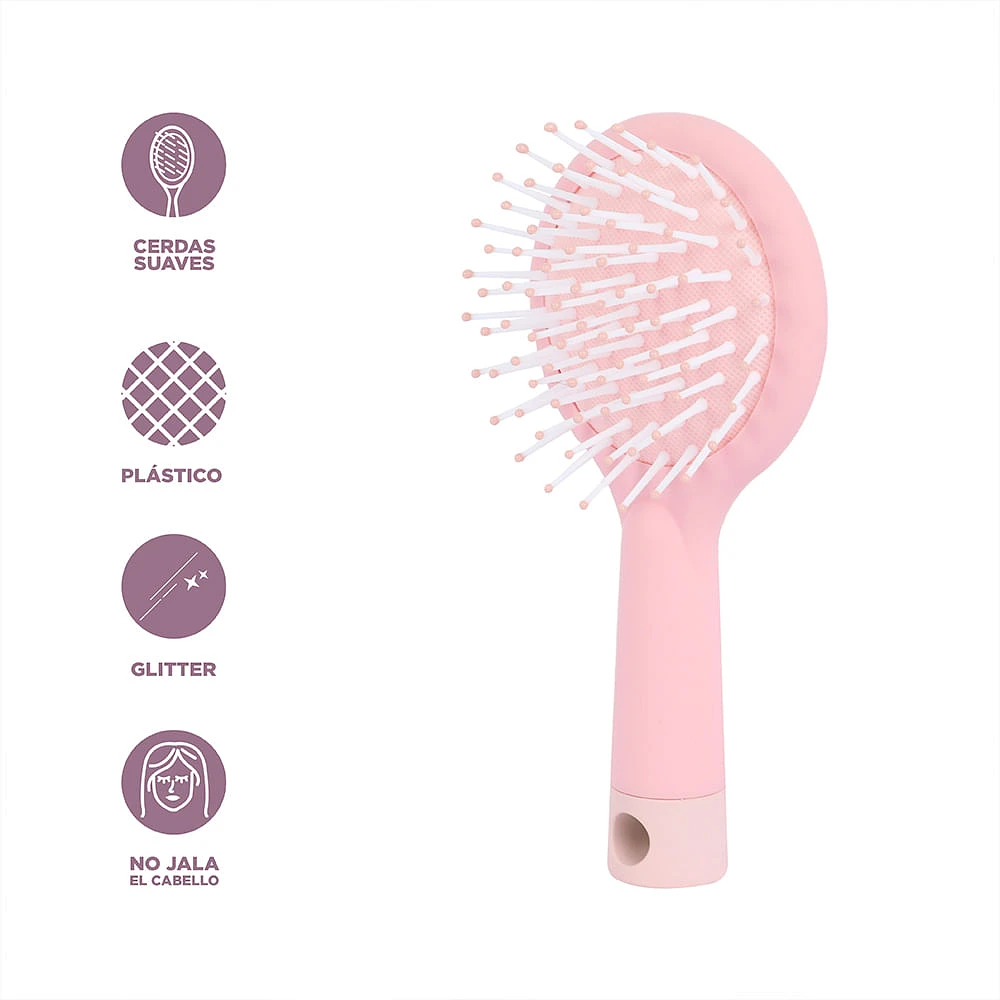 Cepillo Para Cabello Sintético Rosa