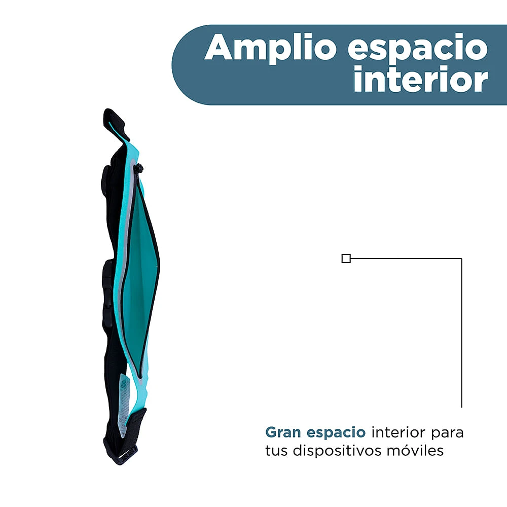 Cangurera Deportiva Textil Verde Aqua 30x11 cm