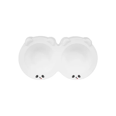 Tazón Para Mascota Panda Animal Faces Plástico Blanco