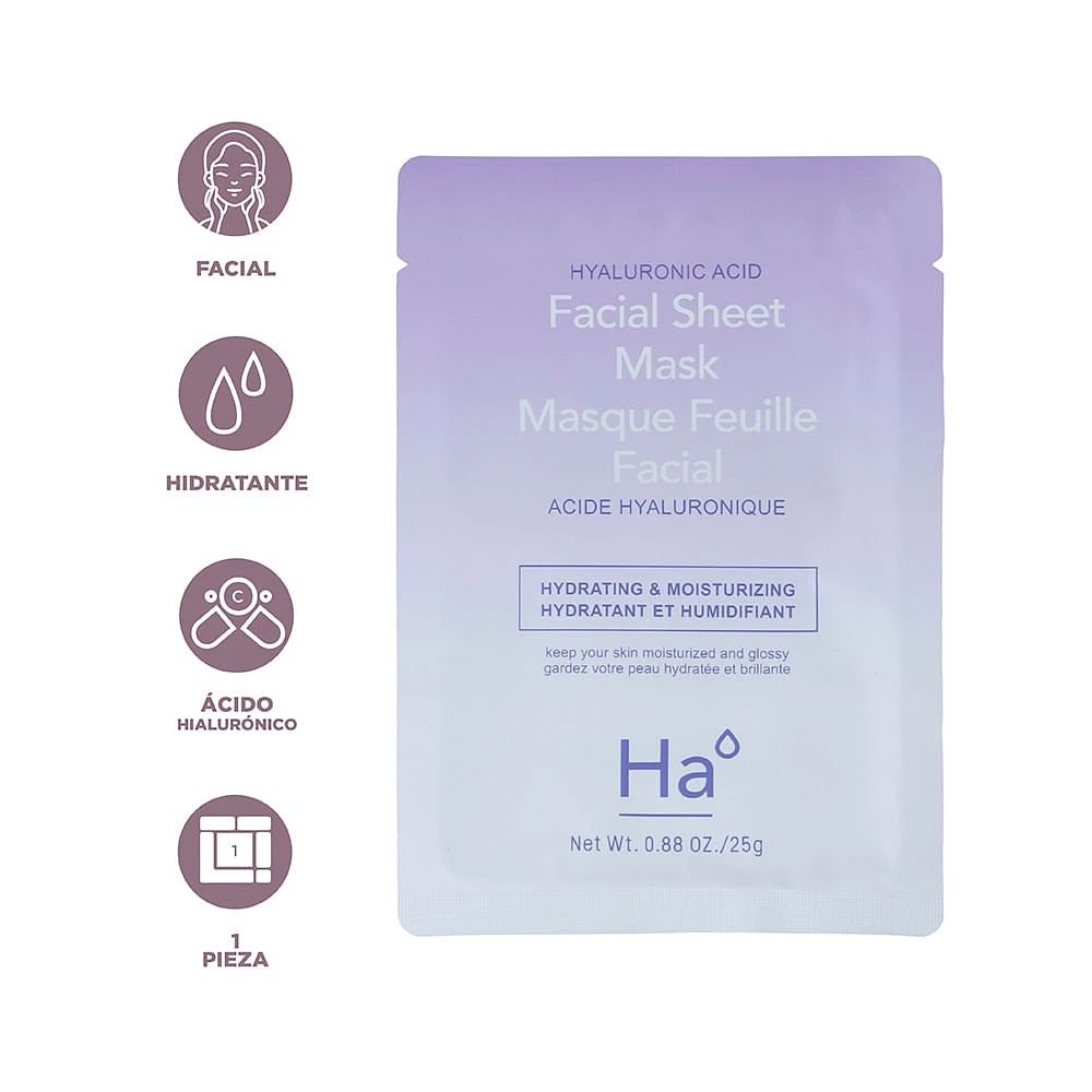 Mascarilla Facial Hidratante 25 ml Acido Hialuronico