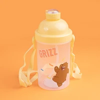 Cilindro We Bare Bears Pardo Con Correa y popote Plástico Blanco 500 ml