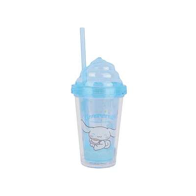 Vaso Con Tapa Y Popote Sanrio Cinnamoroll Plástico Azul 320 ml