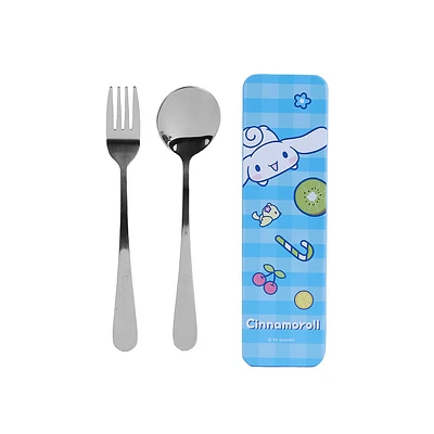 Kit De Cubiertos Sanrio Cinnamorroll Acero Inoxidable Azul 2 Piezas