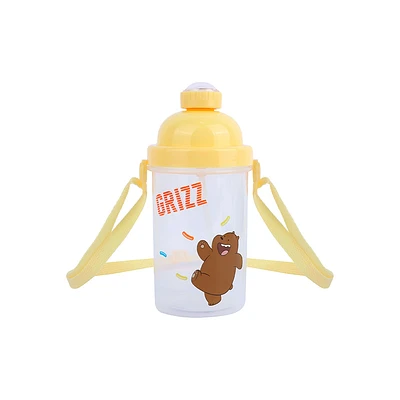 Cilindro We Bare Bears Pardo Con Correa y popote Plástico Blanco 500 ml