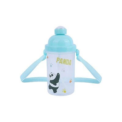 Cilindro We Bare Bears Panda Con Correa y popote Plástico Blanco 500 ml