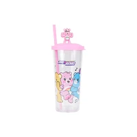 Vaso Con Tapa Y Popote Ositos Cariñositos Doble Capa Plástico Rosa 550 ml