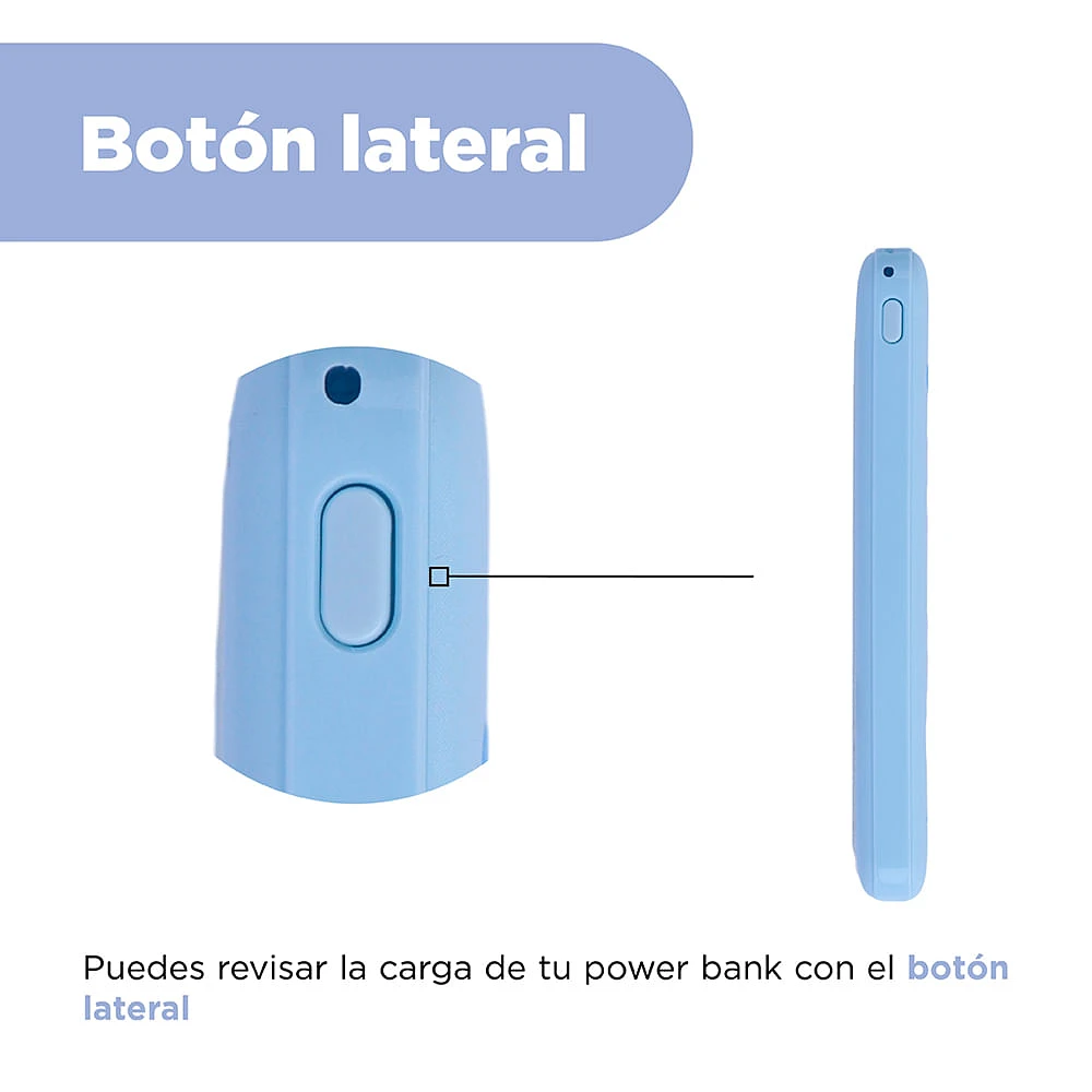 Batería Portátil, Power Bank Sanrio Cinnamorroll Micro USB, USB y Tipo C Azul 10000 MAh