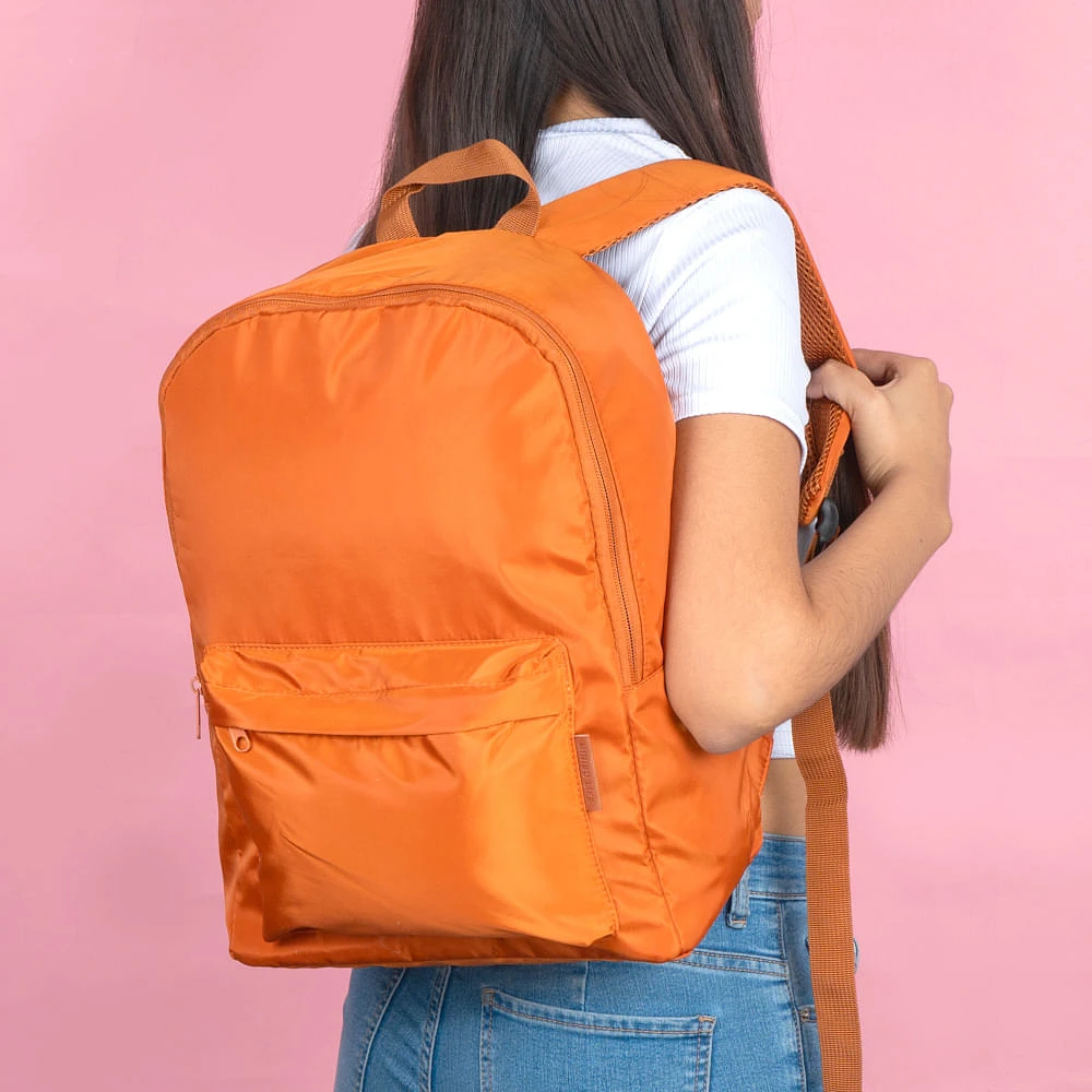 Mochila Básica Textil Naranja 27x39 cm