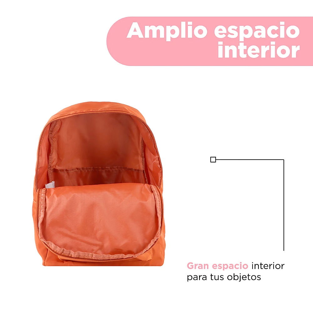 Mochila Básica Textil Naranja 27x39 cm