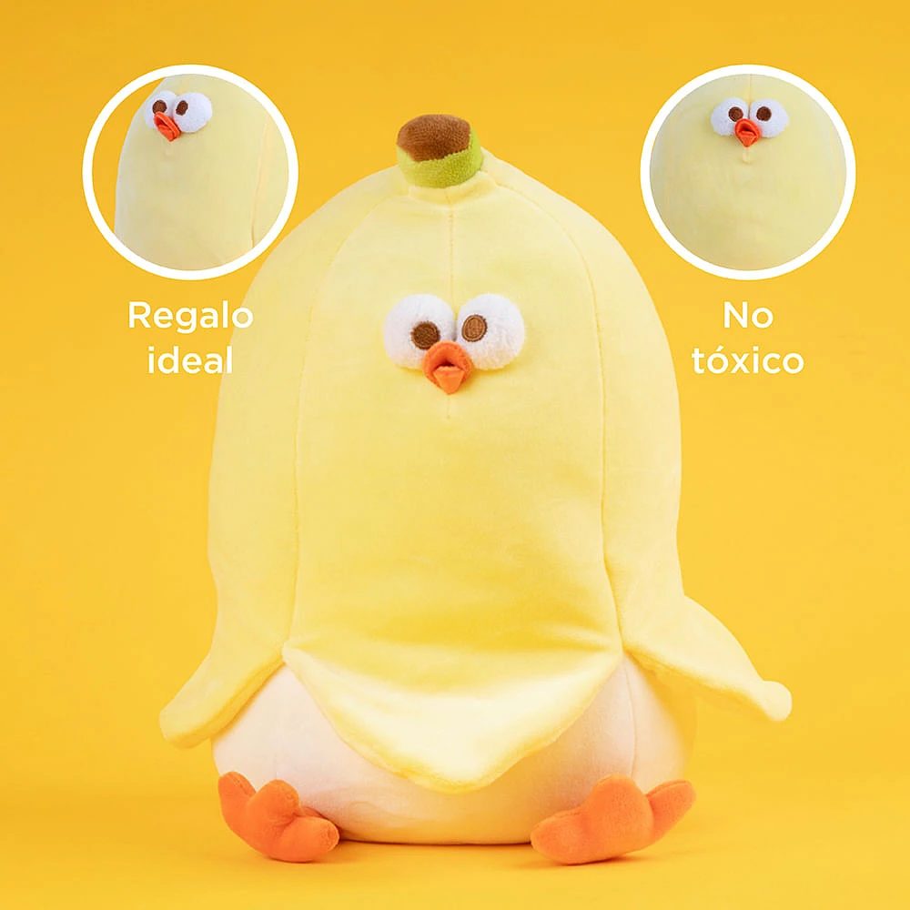 Peluche Miniso Pollito Dun Dun Disfrazado De Banana Felpa 27.5x37.5 cm