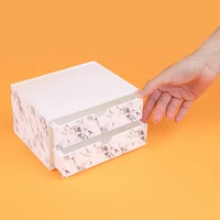 Organizador De Escritorio Con Cajones  Diseño Tipo Mármol Plástico Blanco 17x9.7 cm