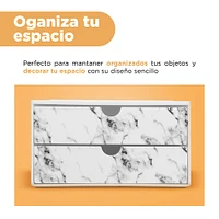 Organizador De Escritorio Con Cajones  Diseño Tipo Mármol Plástico Blanco 17x9.7 cm