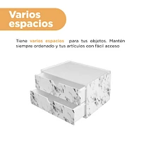 Organizador De Escritorio Con Cajones  Diseño Tipo Mármol Plástico Blanco 17x9.7 cm