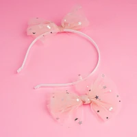 Set Accesorios Para Cabello Moño Y Diadema Textiles Rosas Infantiles 2 Piezas