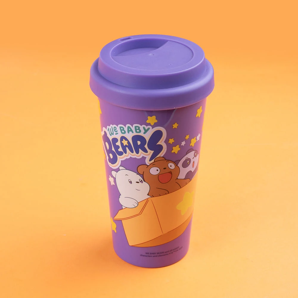 Vaso We Bare Bears Tapa Con Orificio Plástico Purpura 520 ml