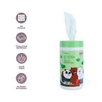 Toallitas Húmedas We Bare Bears Desechables Aloe 50 Piezas