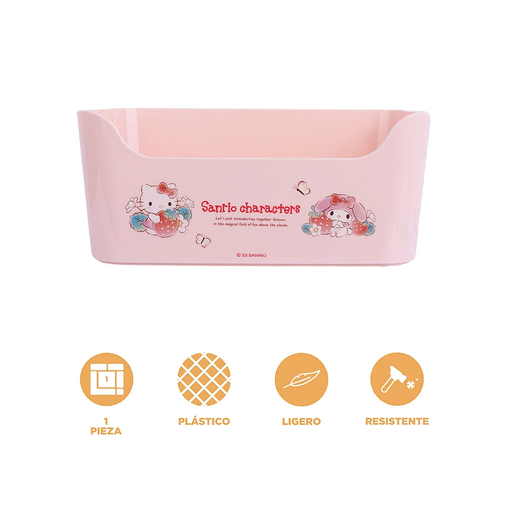 Cesta De Almacenamiento Sanrio Rectangular Plástico Rosa 24x10.3 Cm