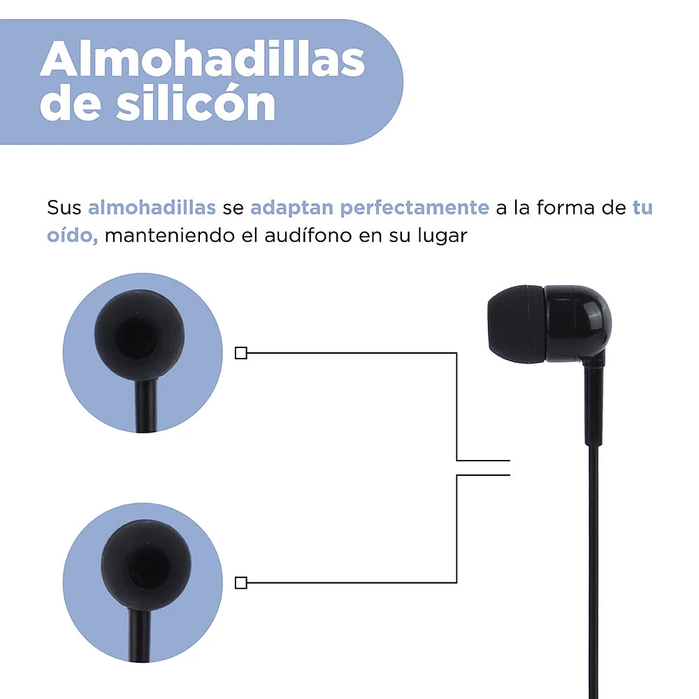 Audífonos De Cable Con Estuche 3.5 mm Negros 1.20 m