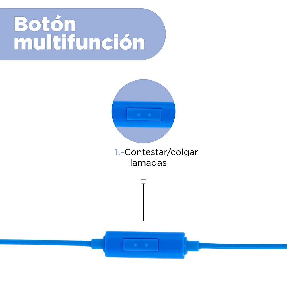 Audífonos De Cable Con Estuche 3.5 mm Azules 1.20 m