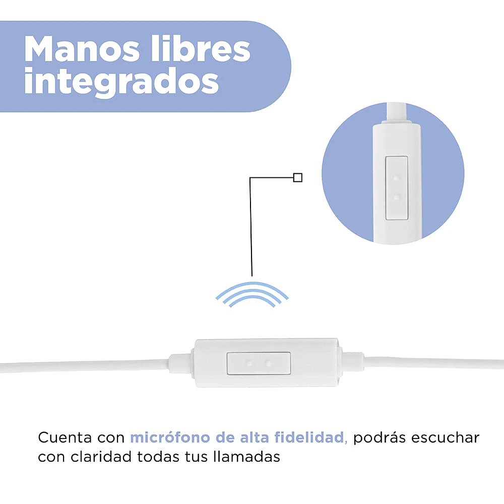 Audífonos De Cable 3.5 mm Blancos 1 m