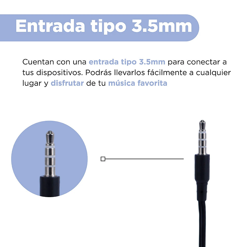 Audífonos De Cable 3.5 mm Negros 120 cm