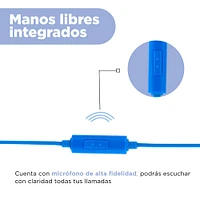 Audífonos De Cable Con Estuche 3.5 mm Azules 1.20 m